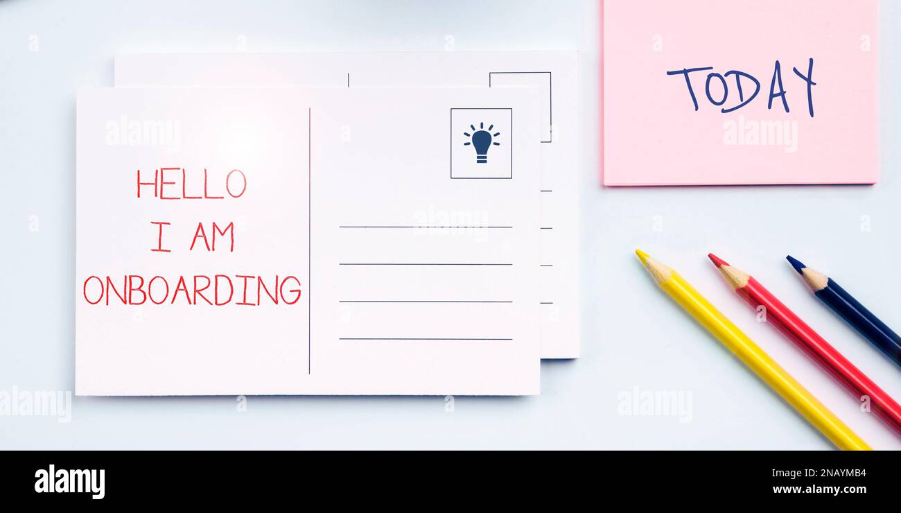 Text sign showing Hello I Am Onboarding. Business approach Action ...