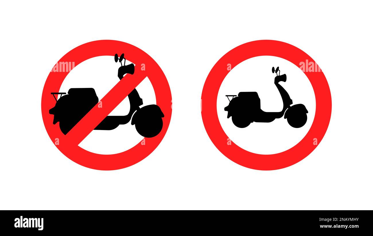 No scooter or motorbike sign. Red crossed circle icon Stock Vector ...
