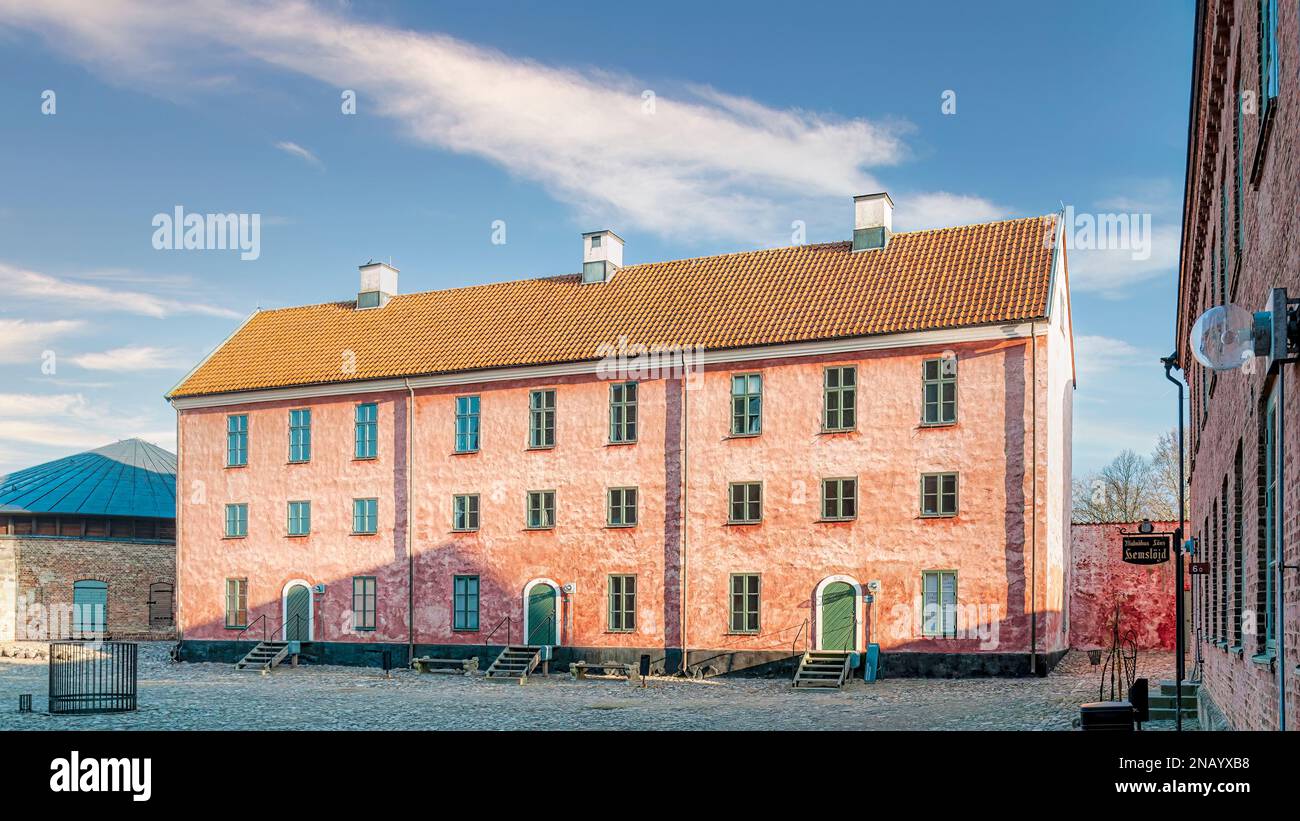 LANDSKRONA, SWEDEN - NOVEMBER 12, 2011: The courtyard of the citadel on a sunny day. Stock Photo