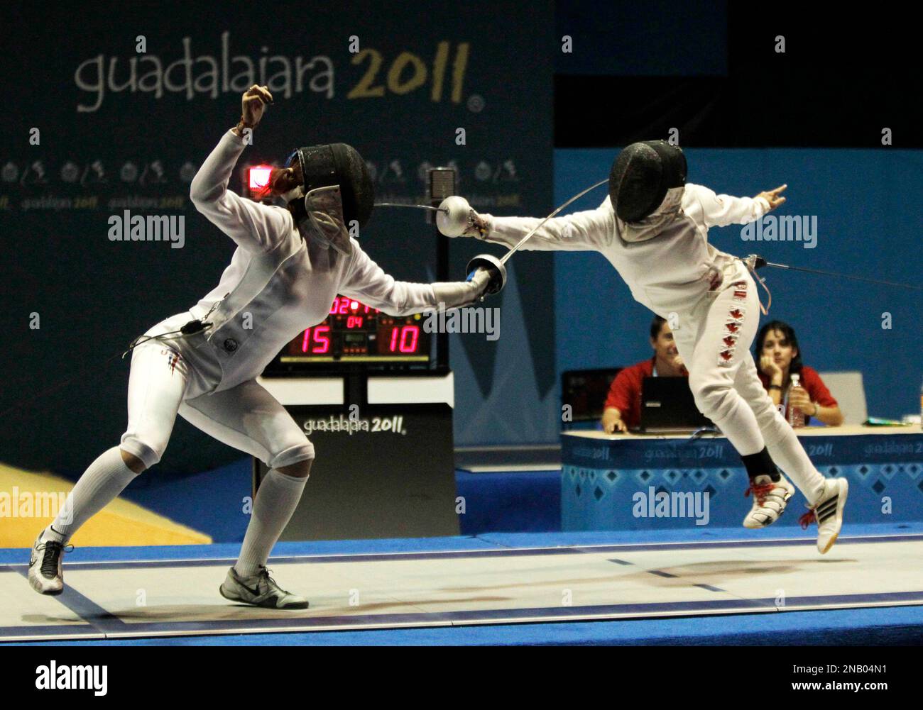 Canada's Daria Jorquera, right, battles with Courtney Hurley, of the