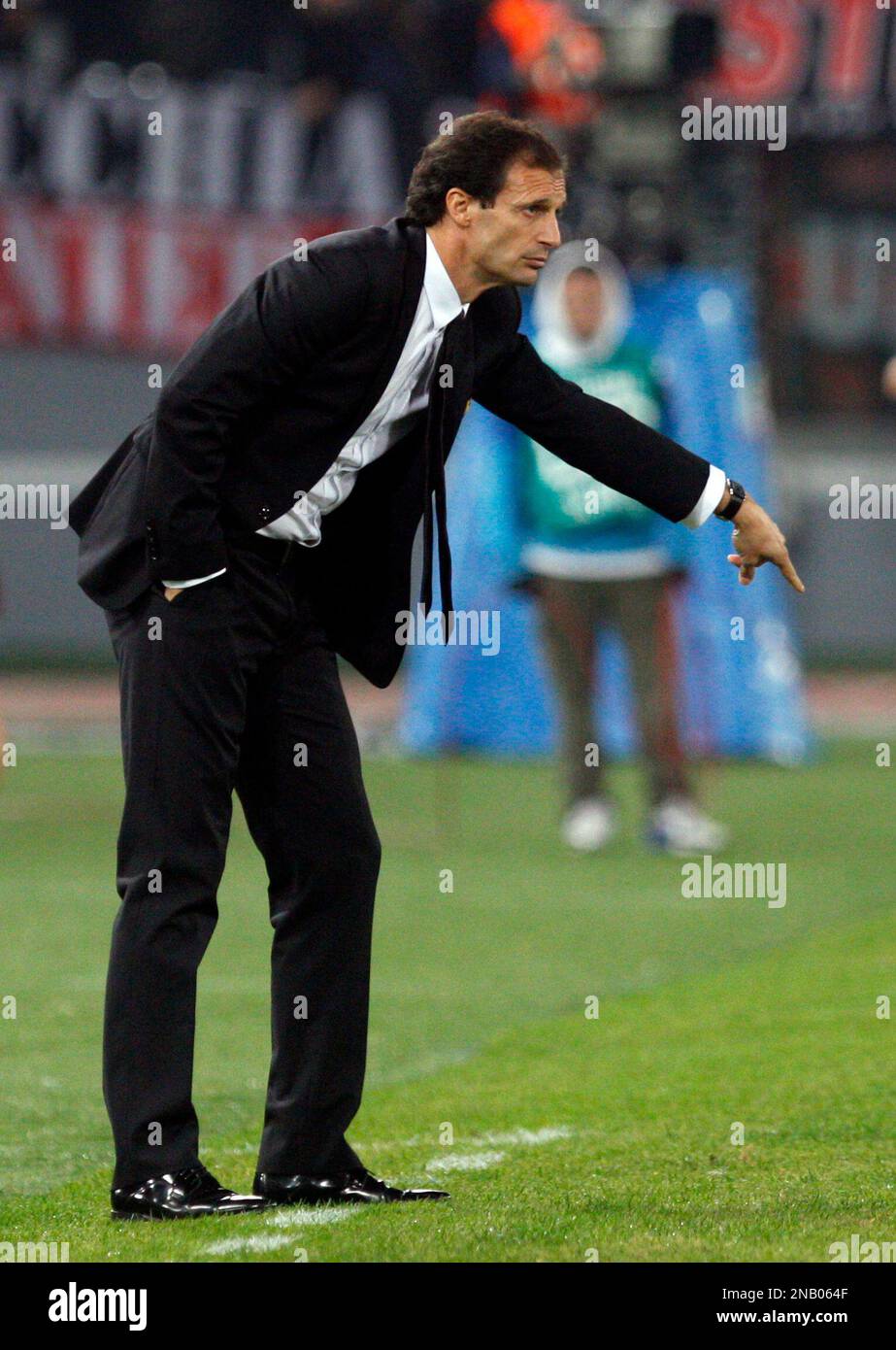AC Milan coach Massimiliano Allegri gestures during the Serie A soccer ...