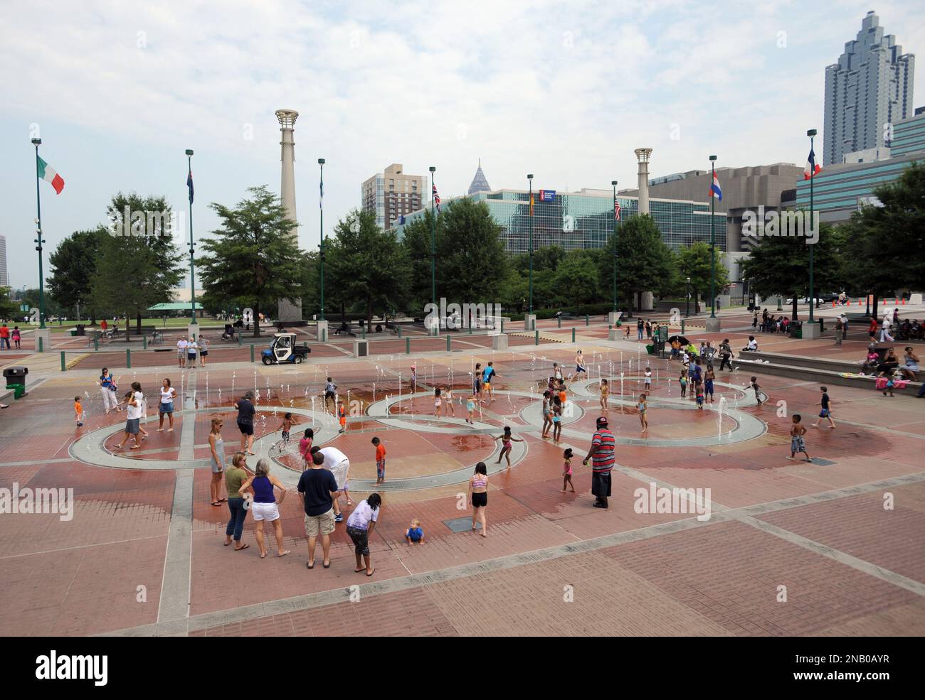 The Olympic Rings fountain at Centennial Olympic Park, a legacy of the