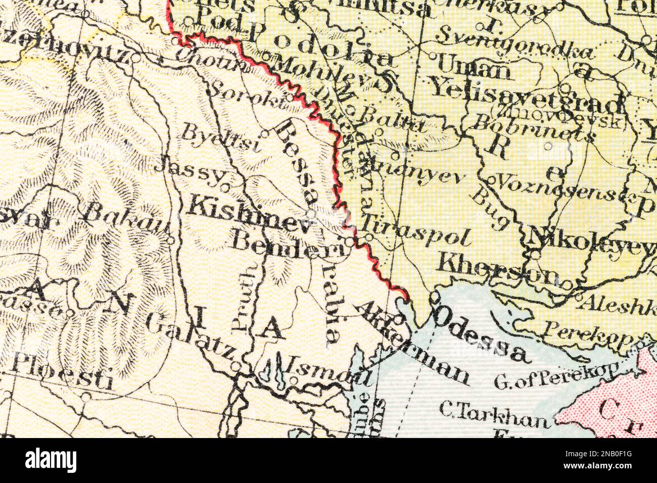 c.1935 atlas map Kishinev (current Chișinău, Moldova capital), Moldova, Bessarabia & Odessa. Stock Photo