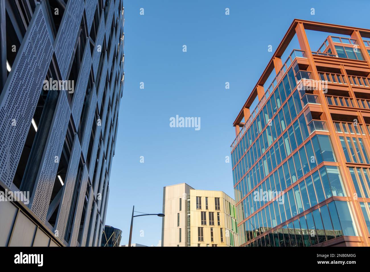 High rise buildings at Newcastle Helix science park - innovative research hub in Newcastle upon Tyne, UK. Stock Photo