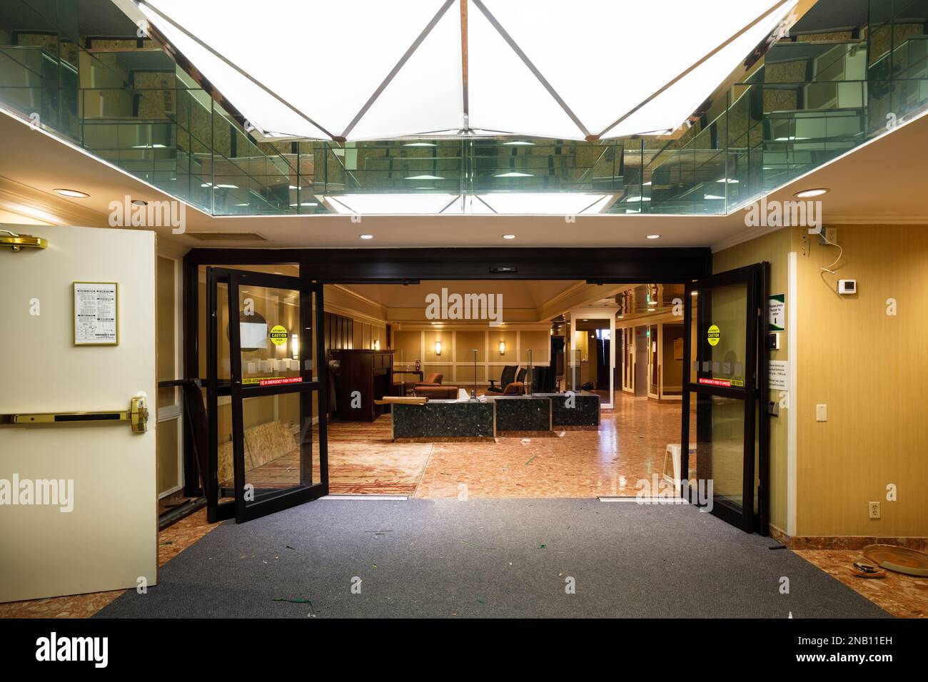 The main entry at the now demolished Holiday Inn Yorkdale Hotel in Toronto, Ontario, Canada. Stock Photo