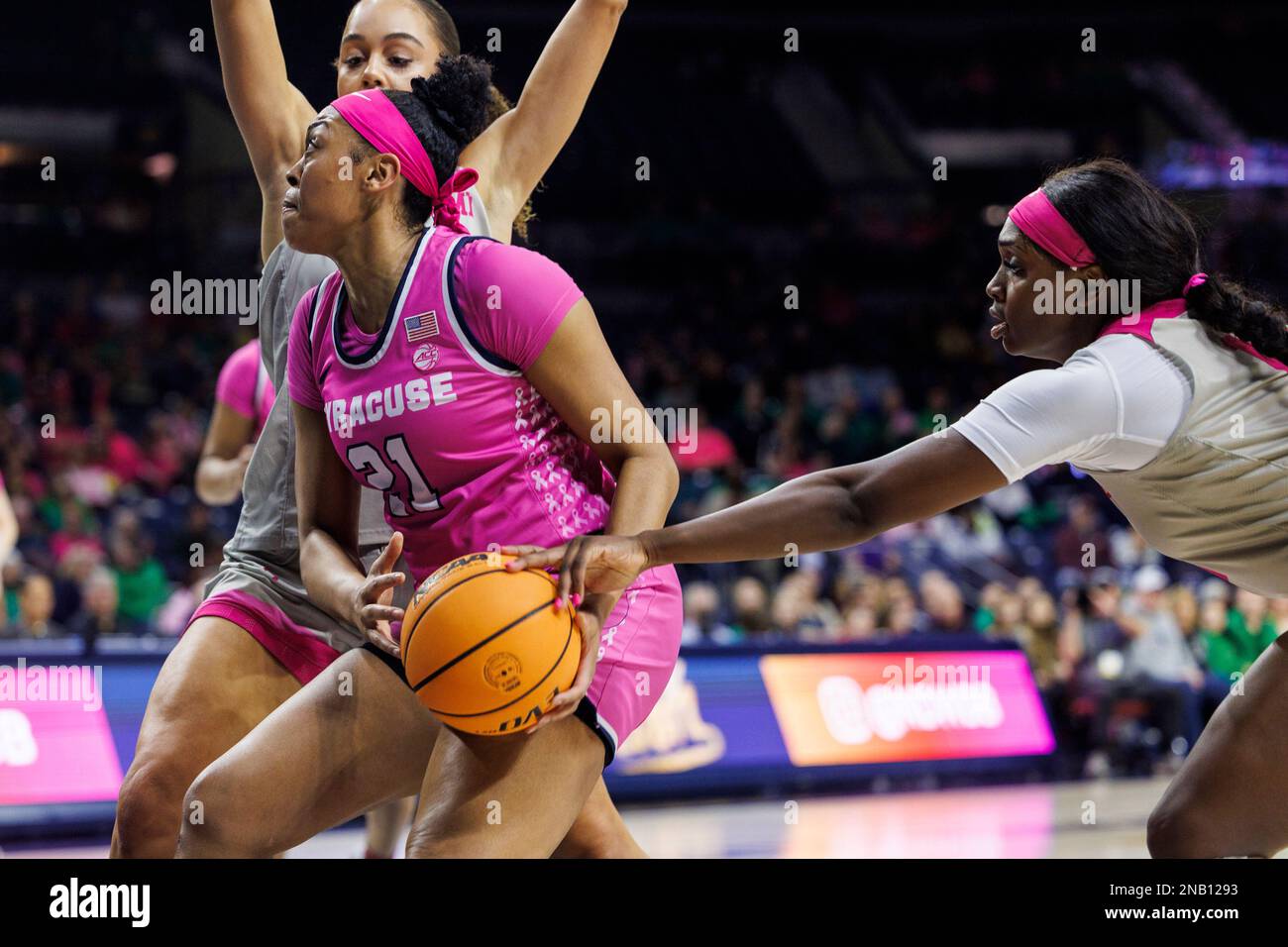 February 12, 2023: Syracuse forward Saniaa Wilson (21) drives to the