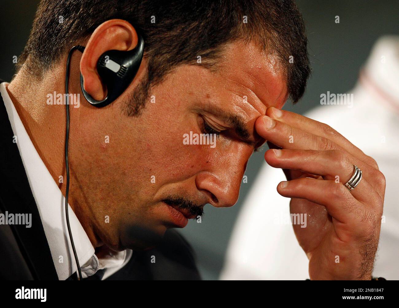 French rugby coach Marc Lievremont attends a press conference after