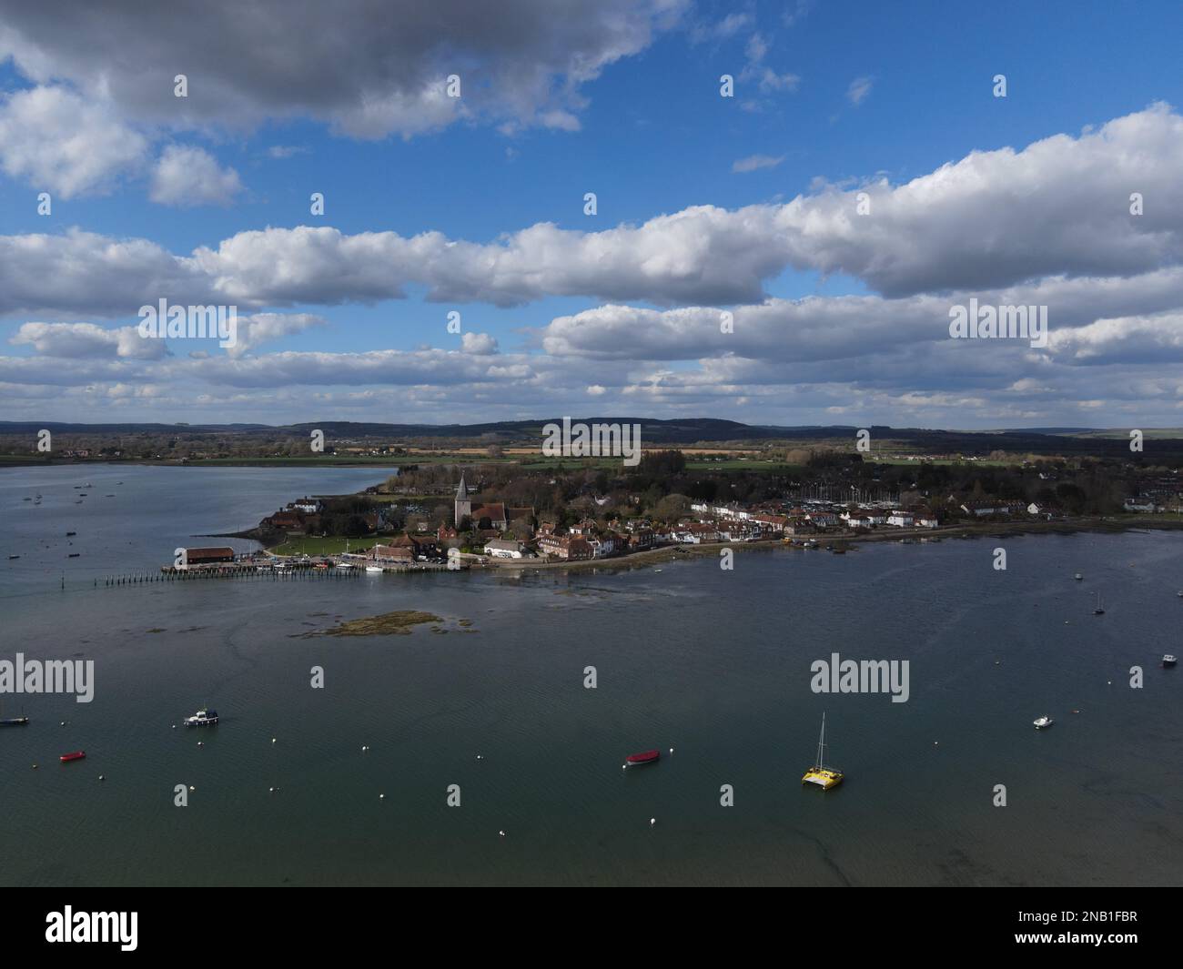 The famous Bosham Village, in West Sussex, England, from above Stock