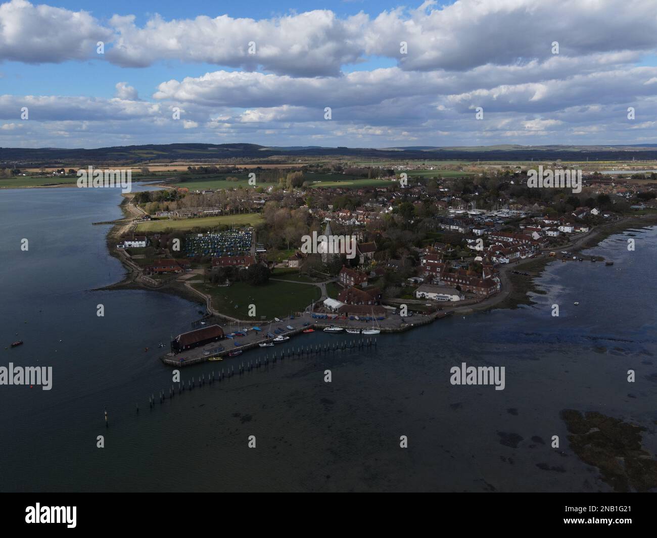 The famous Bosham Village, seen from above on a cloudy day Stock Photo