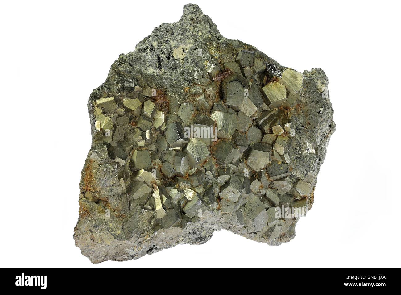 pyrite from Elba, Italy isolated on white background Stock Photo