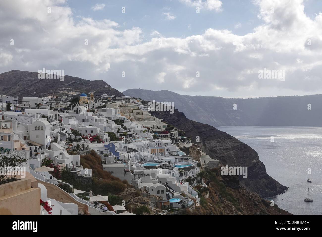 Santorini, one of the Cyclades islands in the Aegean Sea, Greece Stock Photo