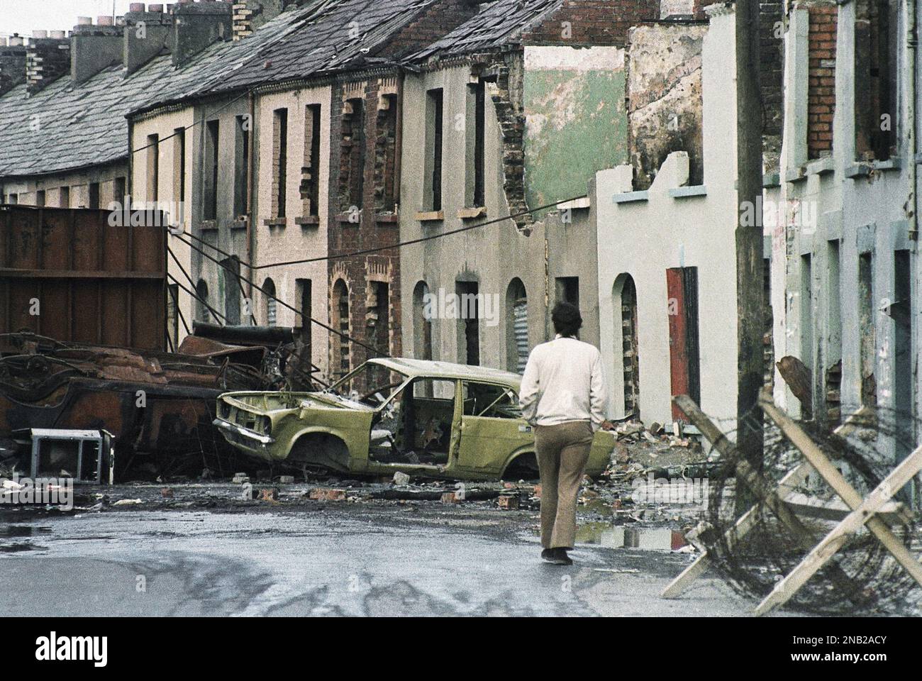 A street in Londonderry, Northern Ireland after conflict, including