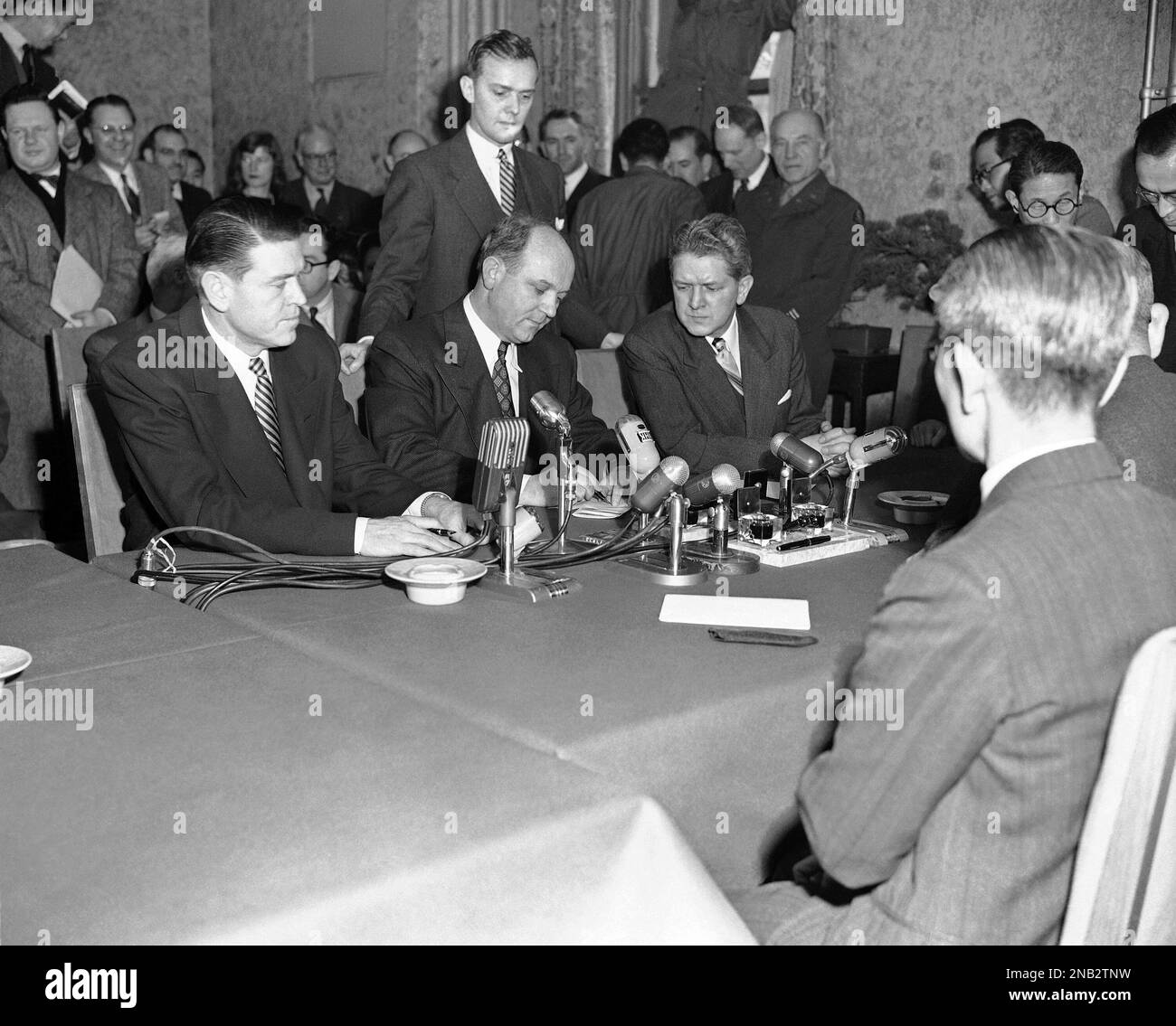 Ambassador Dean Rusk signing the administrative agreement under the U.S ...