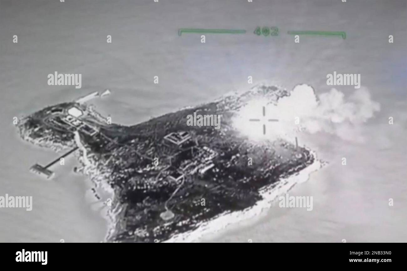 SNAKE ISLAND  in the Black Sea under Russian attack  in June 2022. Photo: Ukraine Defence Force Stock Photo