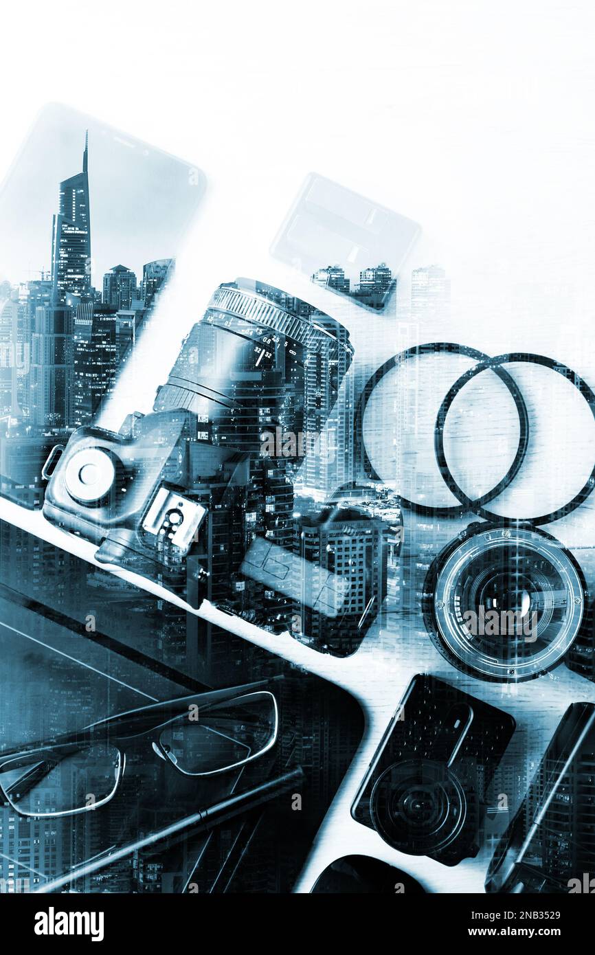 Concept photography background with double exposure. Modern