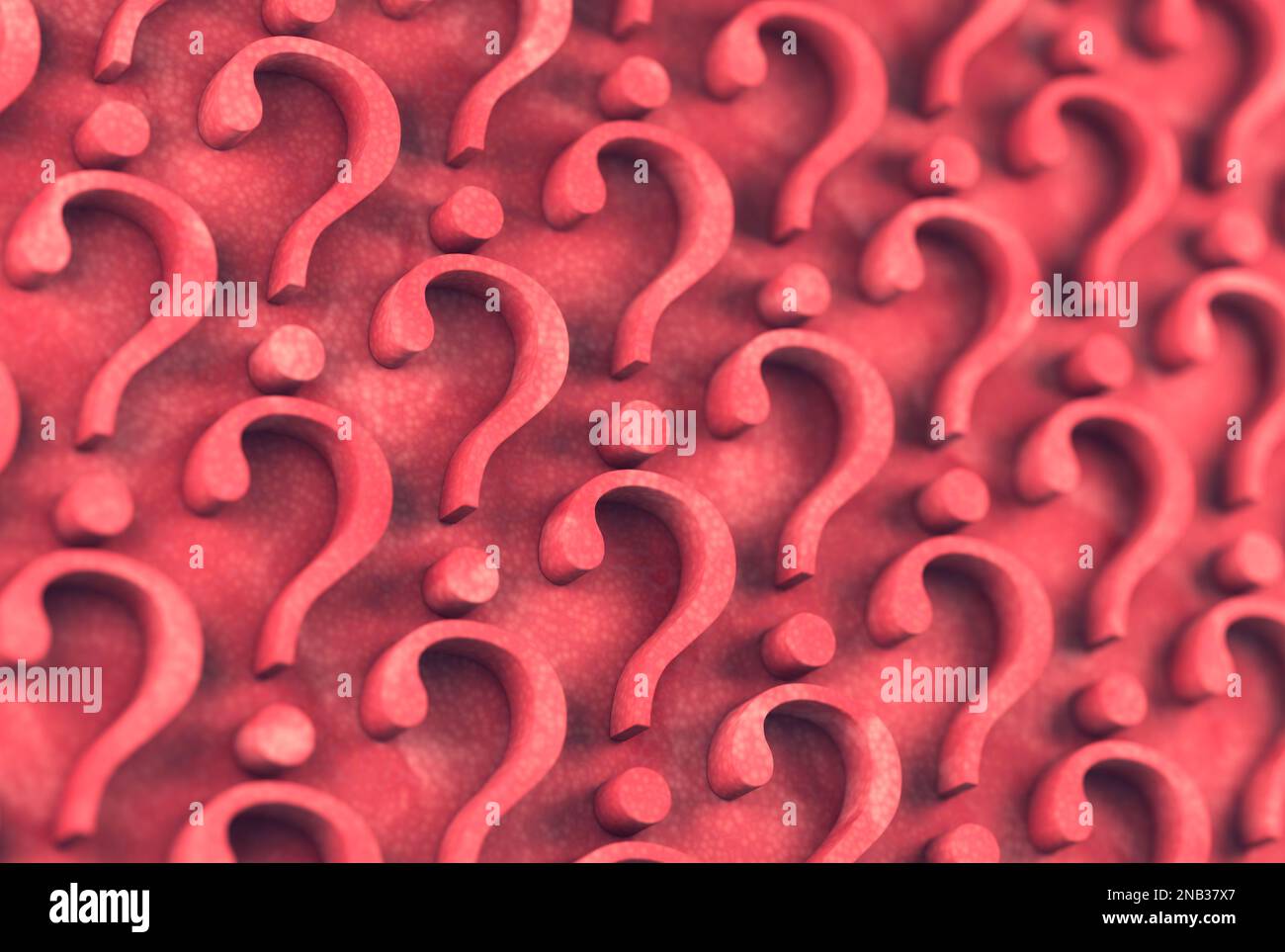 3d illustration of several question mark. Questionary and query concept.Many question marks. Stock Photo