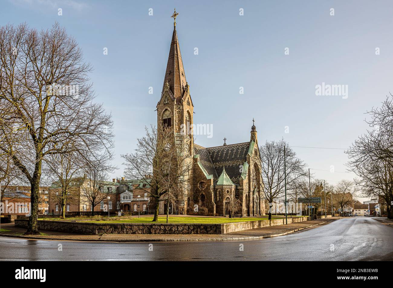 a gothic church in Falkenberg, Sweden, February 11, 2023 Stock Photo