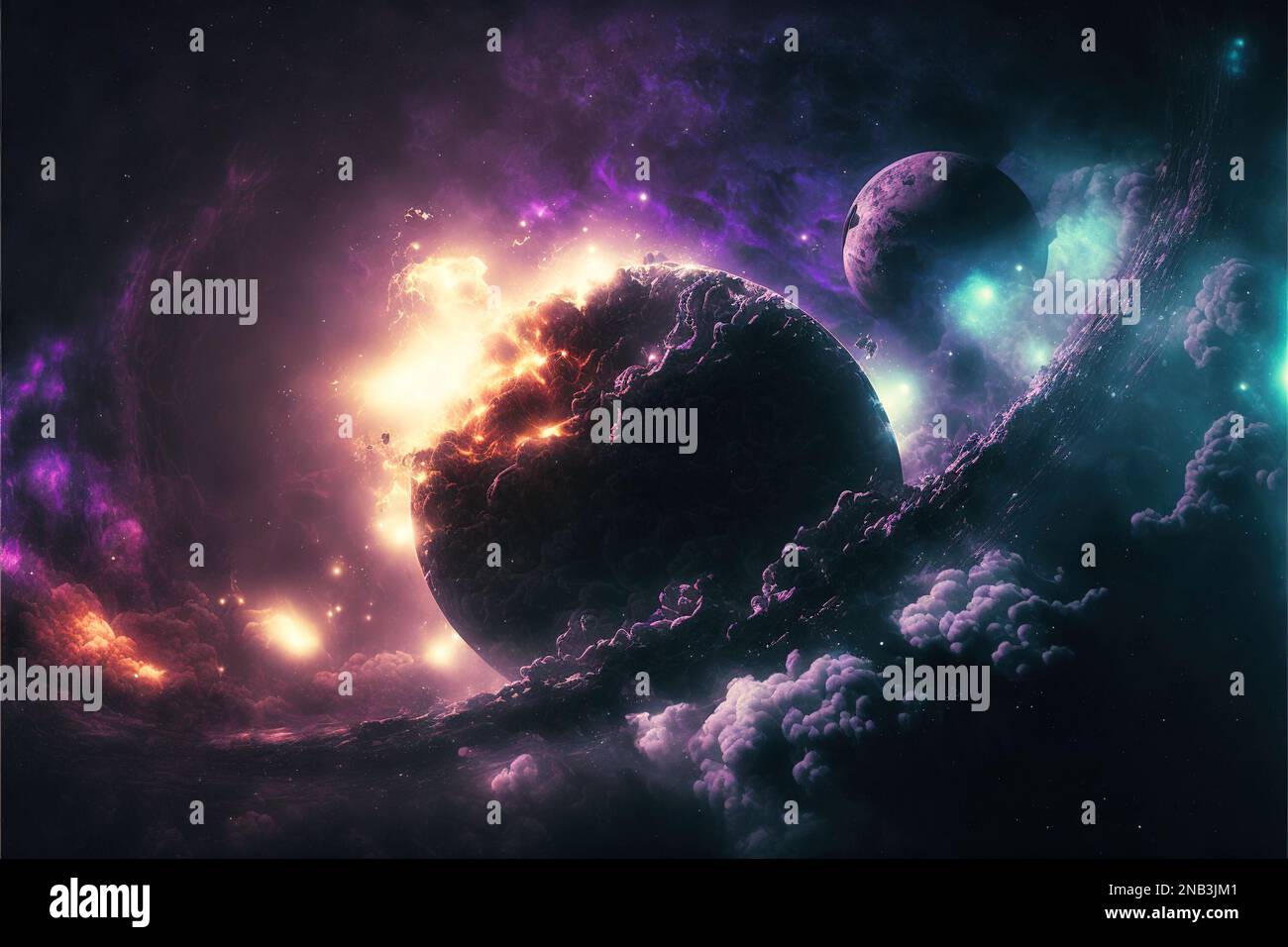 and nebula in outer space, endless universe background, generative AI. Magic view of gas