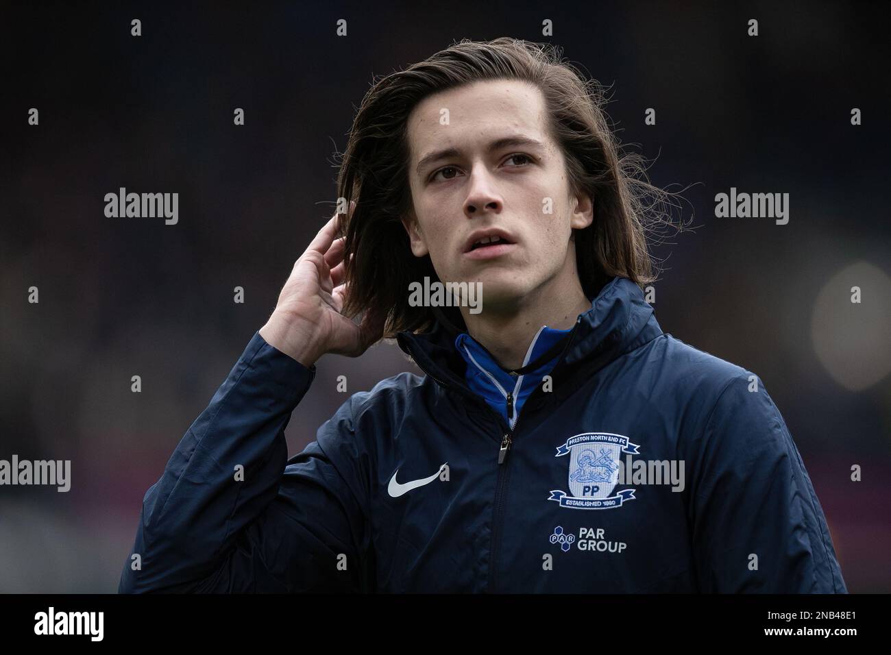 Alvaro Fernández of Preston North End touches his hair before the Sky Bet Championship match between Burnley and Preston North End at Turf Moor, Burnley on Saturday 11th February 2023. (Photo: Pat Scaasi | MI News) Credit: MI News & Sport /Alamy Live News Stock Photo