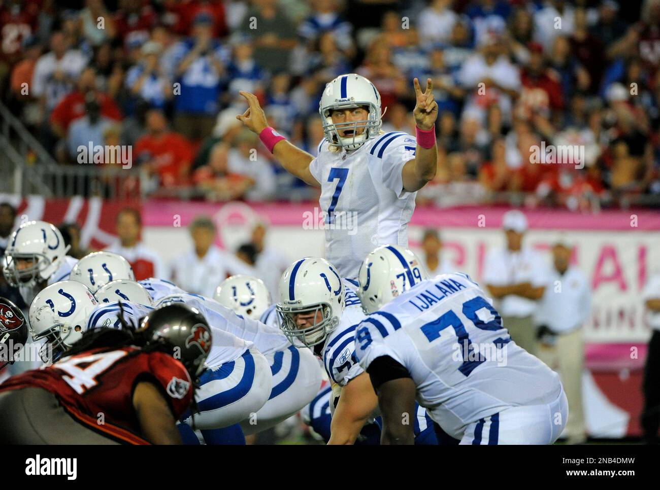 Indianapolis Colts quarterback Curtis Painter (7) directs the offense