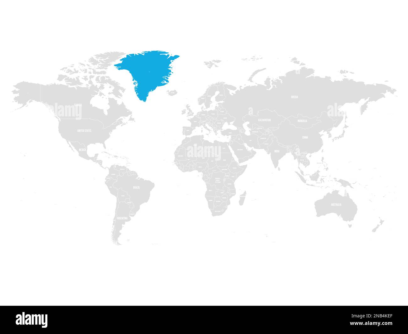 Greenland, autonomous constituent country of Denmark, marked by blue in