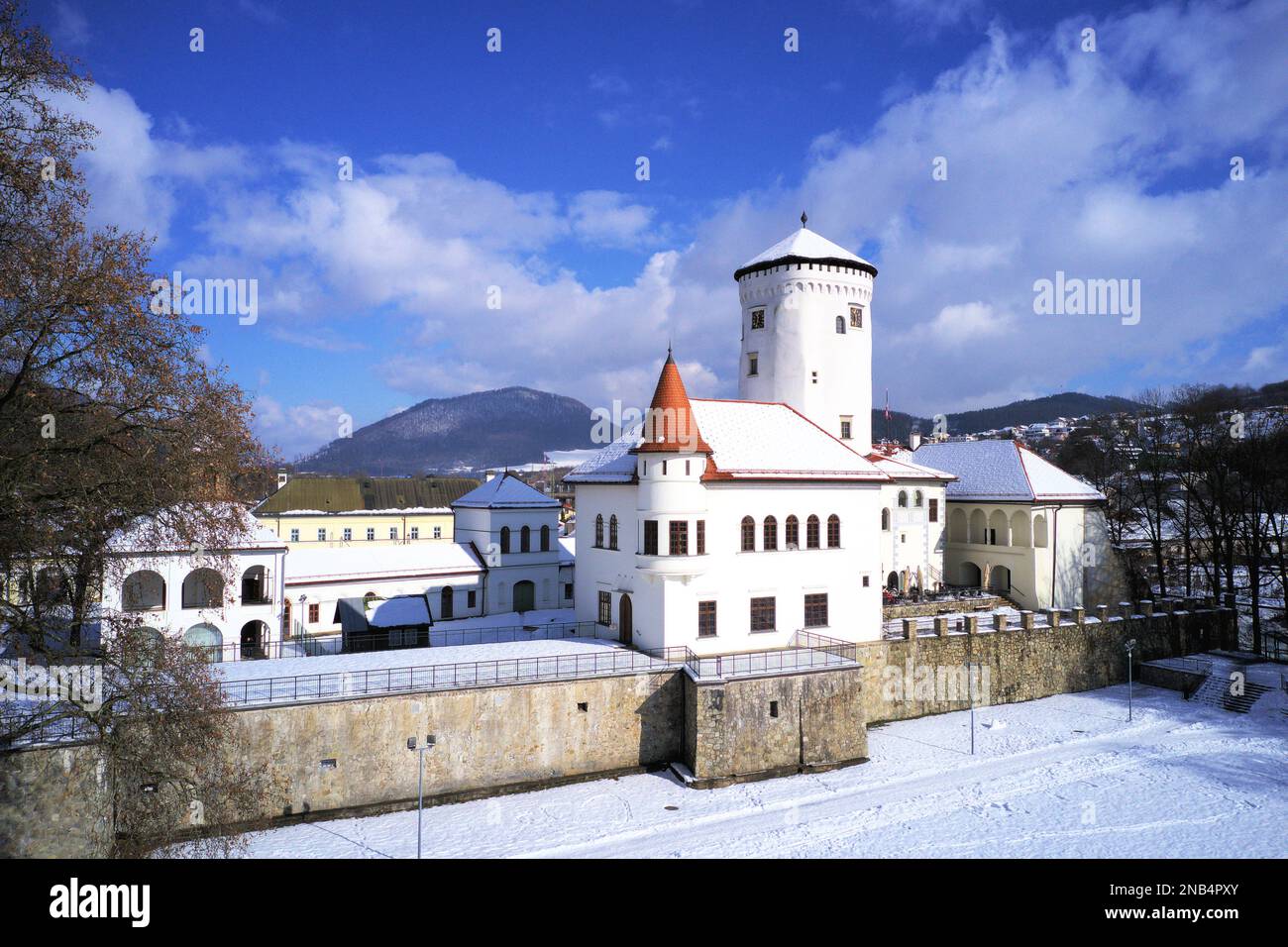 Aerial view on historical Budatin castle near Zilina during summer, Slovakia, Europe Stock Photo