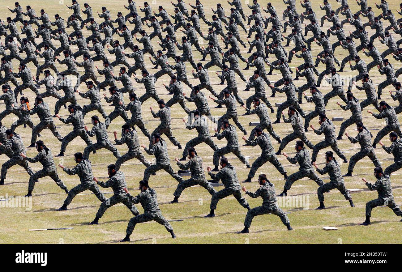 South Korean Special Army soldiers demonstrate their martial arts skills during the 63rd