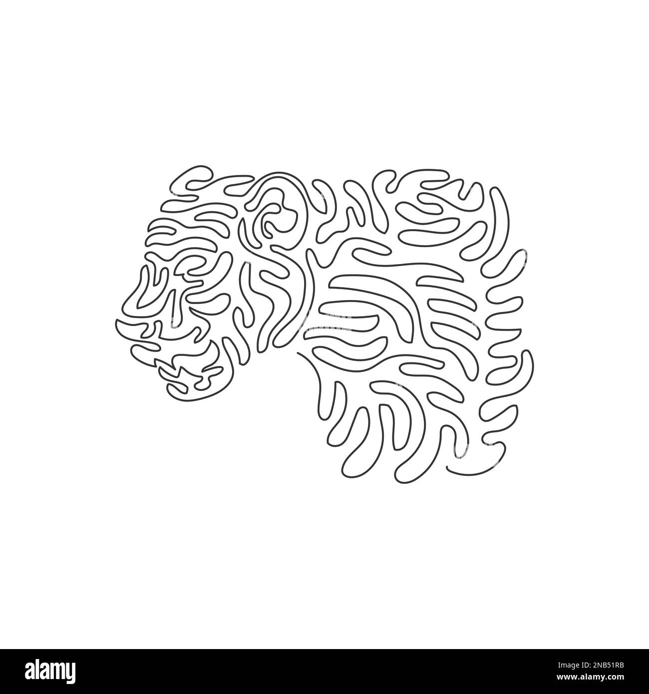 Single curly one line drawing of a predatory panther. Abstract art. Continuous line draw graphic design vector illustration of strong panther Stock Vector