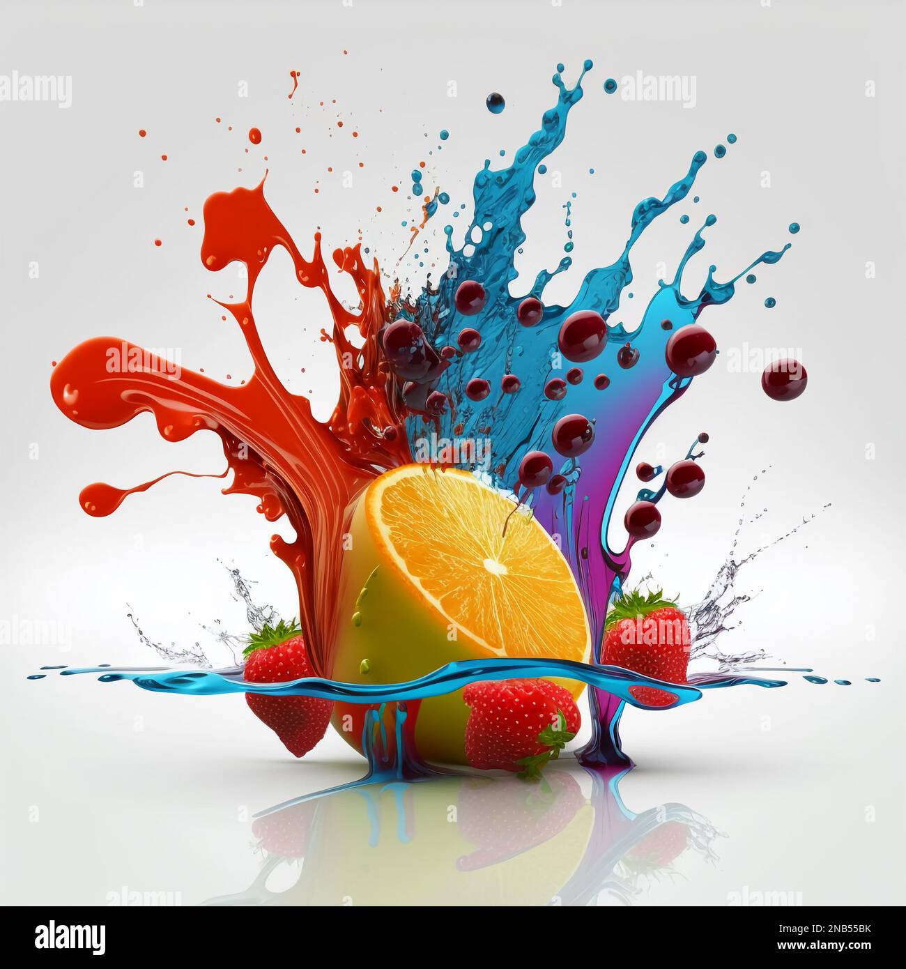 Beautiful abstract fruit splash background. Berries background Stock