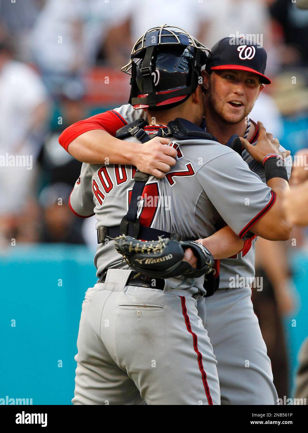 The Florida Marlins and Atlanta Braves play at Sun Life Stadium during a  baseball game in Miami, Wednesday, Sept. 21, 2011. (AP Photo/Lynne Sladky  Stock Photo - Alamy