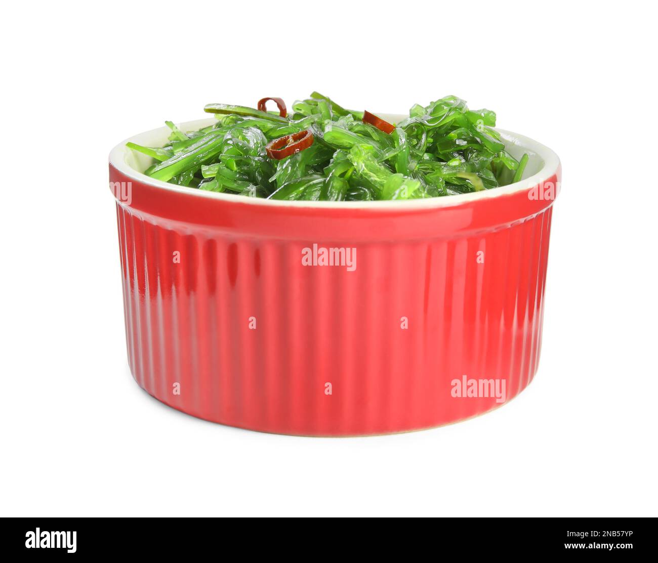 Japanese seaweed salad in bowl isolated on white Stock Photo Alamy