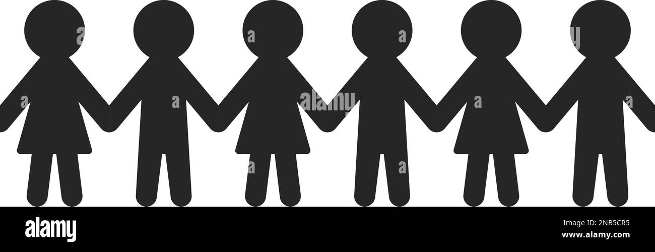 Paper Dolls Holding Hands Clipart