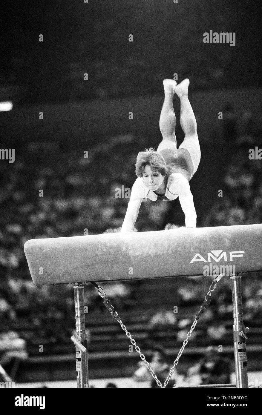 Mary Lou Retton of Fairmont, W. Va., vaults her way to a gold medal in