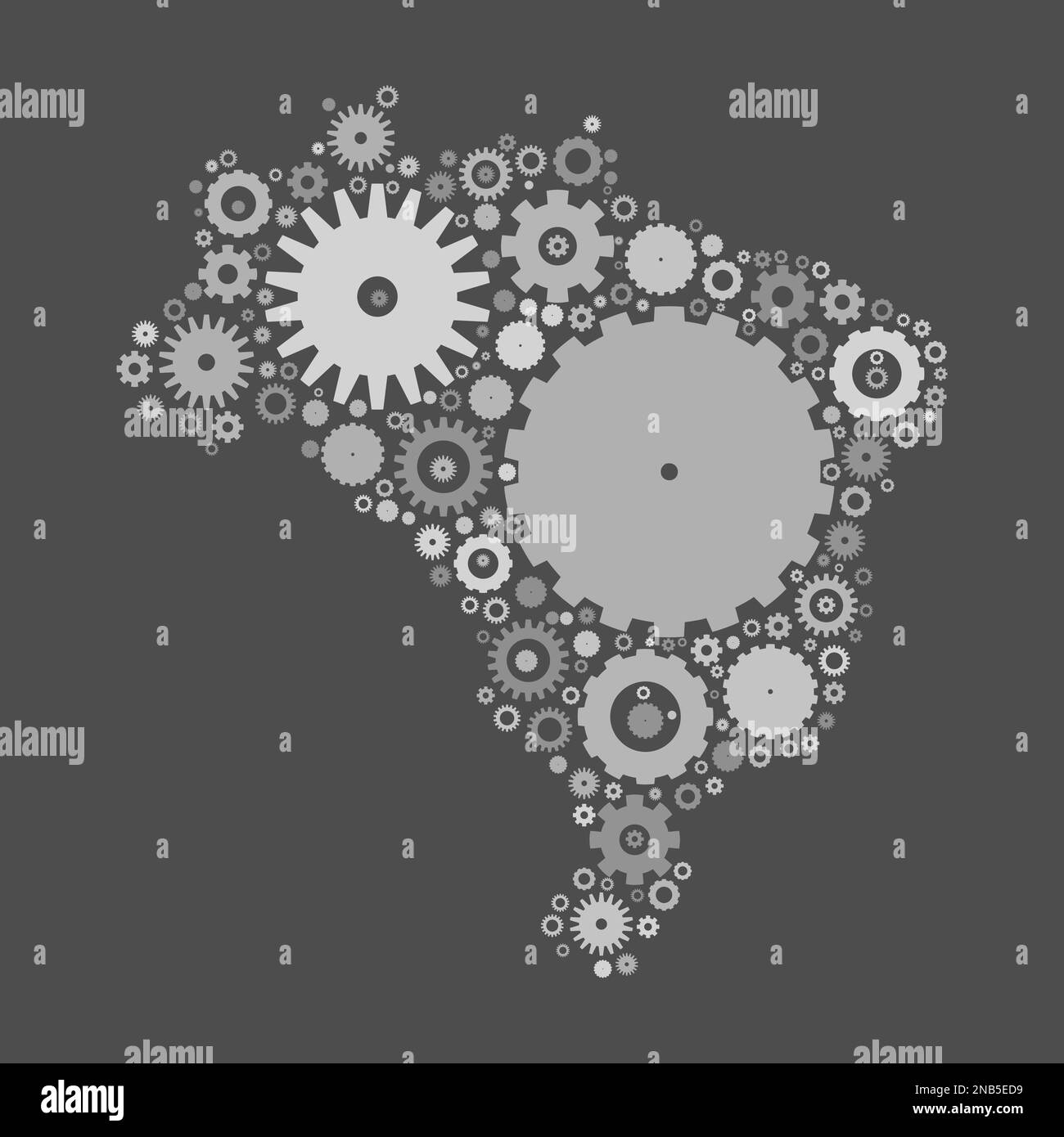 Brasil Map Silhouette Mosaic Of Cogs And Gears Grey Vector