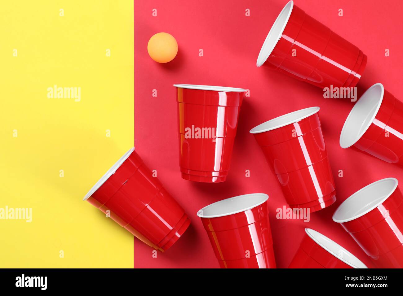 Beer Pong Poster Or Banner With Red Plastic Cup And Ball