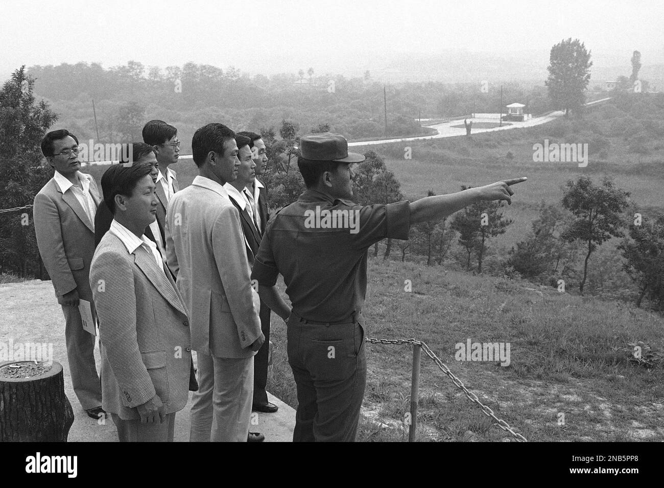 A uniformed guide conducts a tour below the DMZ in Panmunjom, South Korea, now one of Korea’s