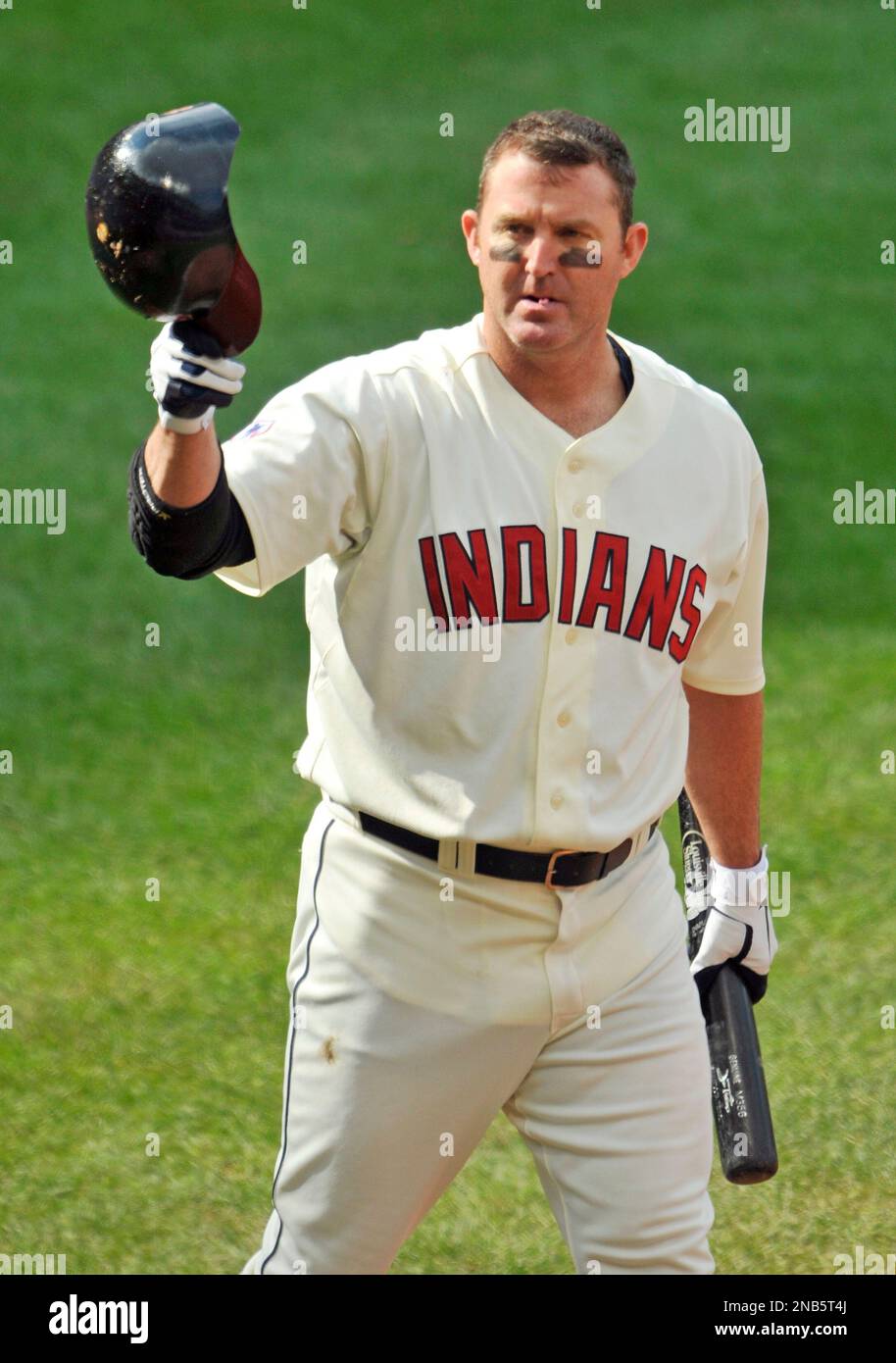 Jim Thome of the Cleveland Indians during a game at Anaheim Stadium in  Anaheim, California during the 1997 season.(Larry Goren/Four Seam Images  via AP Images Stock Photo - Alamy