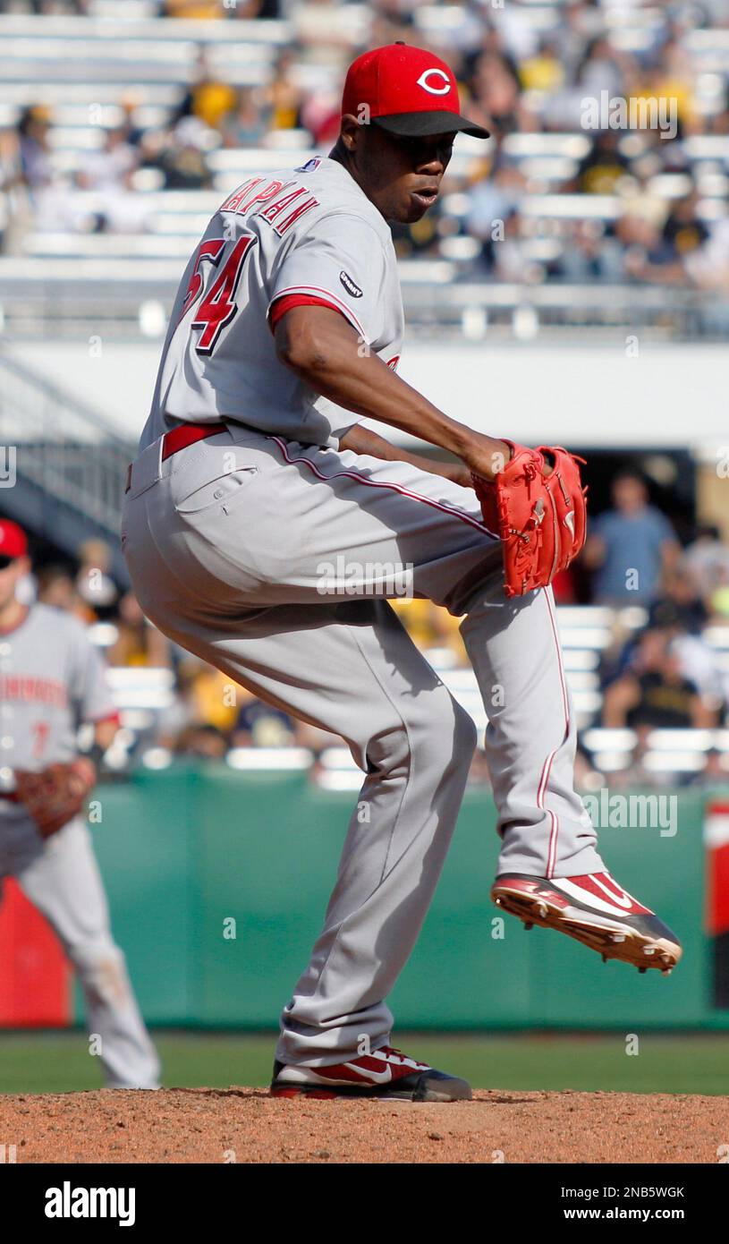 Cincinnati Reds relief pitcher Aroldis Chapman 54 plays in the baseball game between the Pittsburgh Pirates