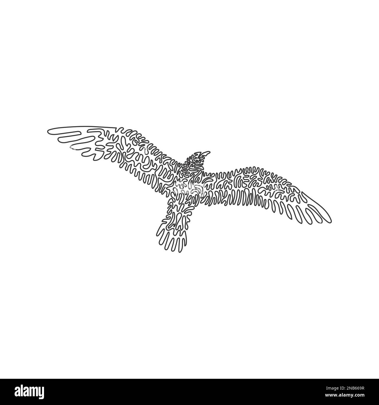 Single one line drawing of abstract art. Most gulls are carnivores