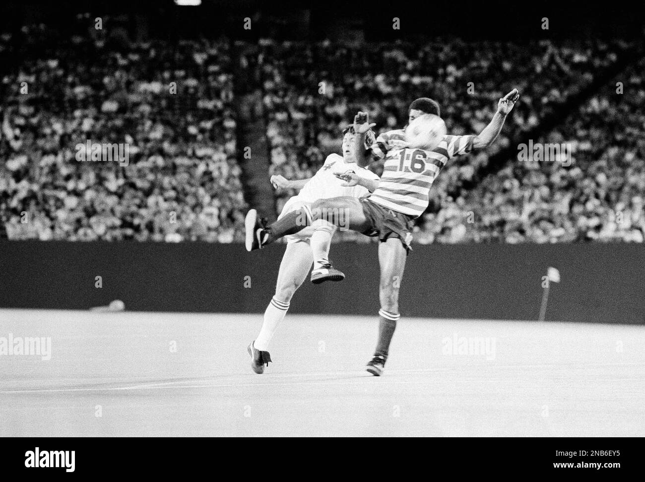 Cosmos' Ricky Davis, left, collides with Pedro DeBrito of Team America ...