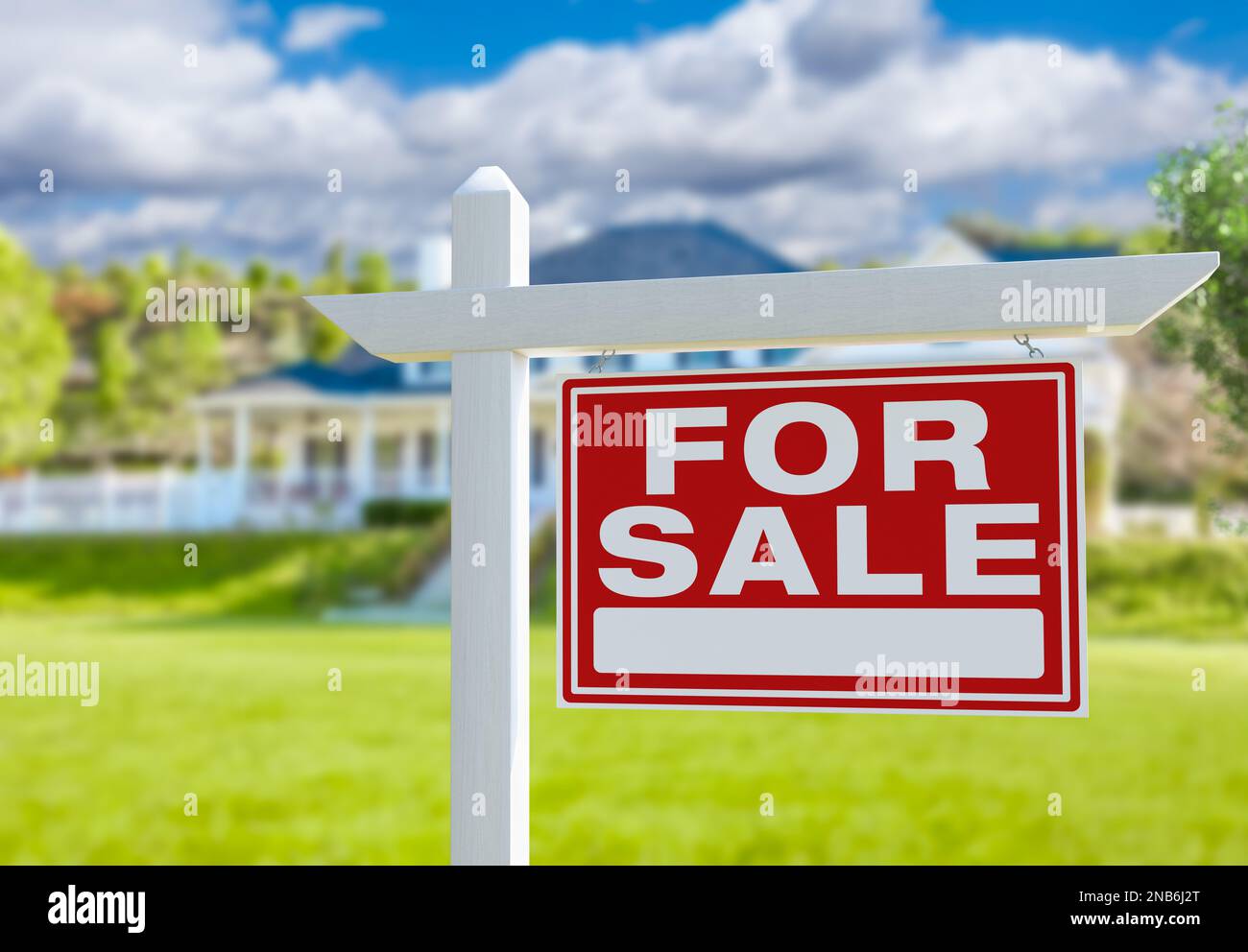 For Sale Real Estate Sign in Front of New House Stock Photo - Alamy