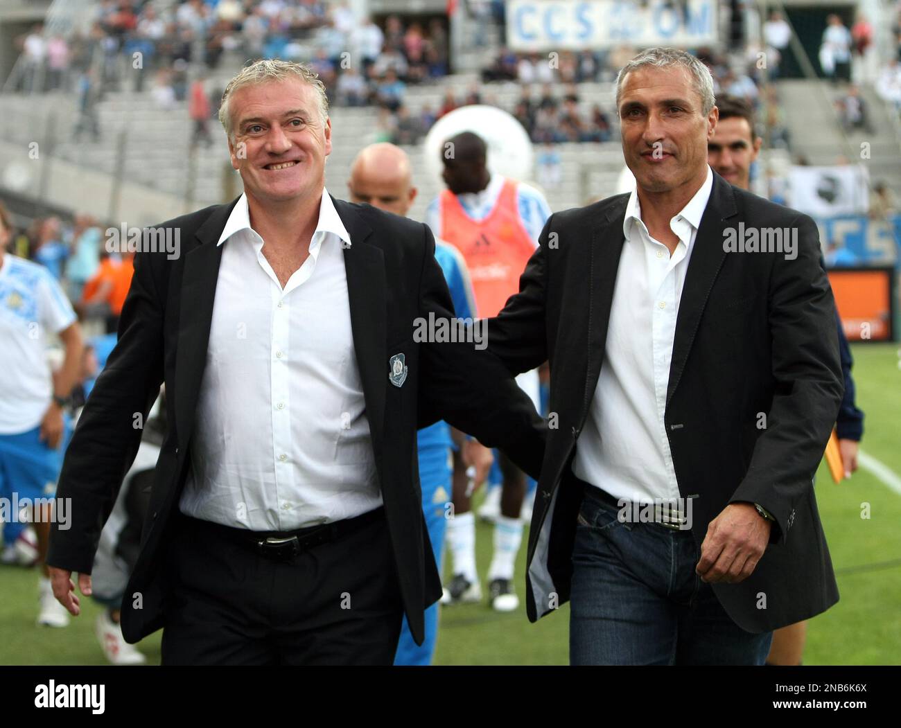 French Coach Marseille's French coach Didier Deschamps, left, Evian's French coach ...