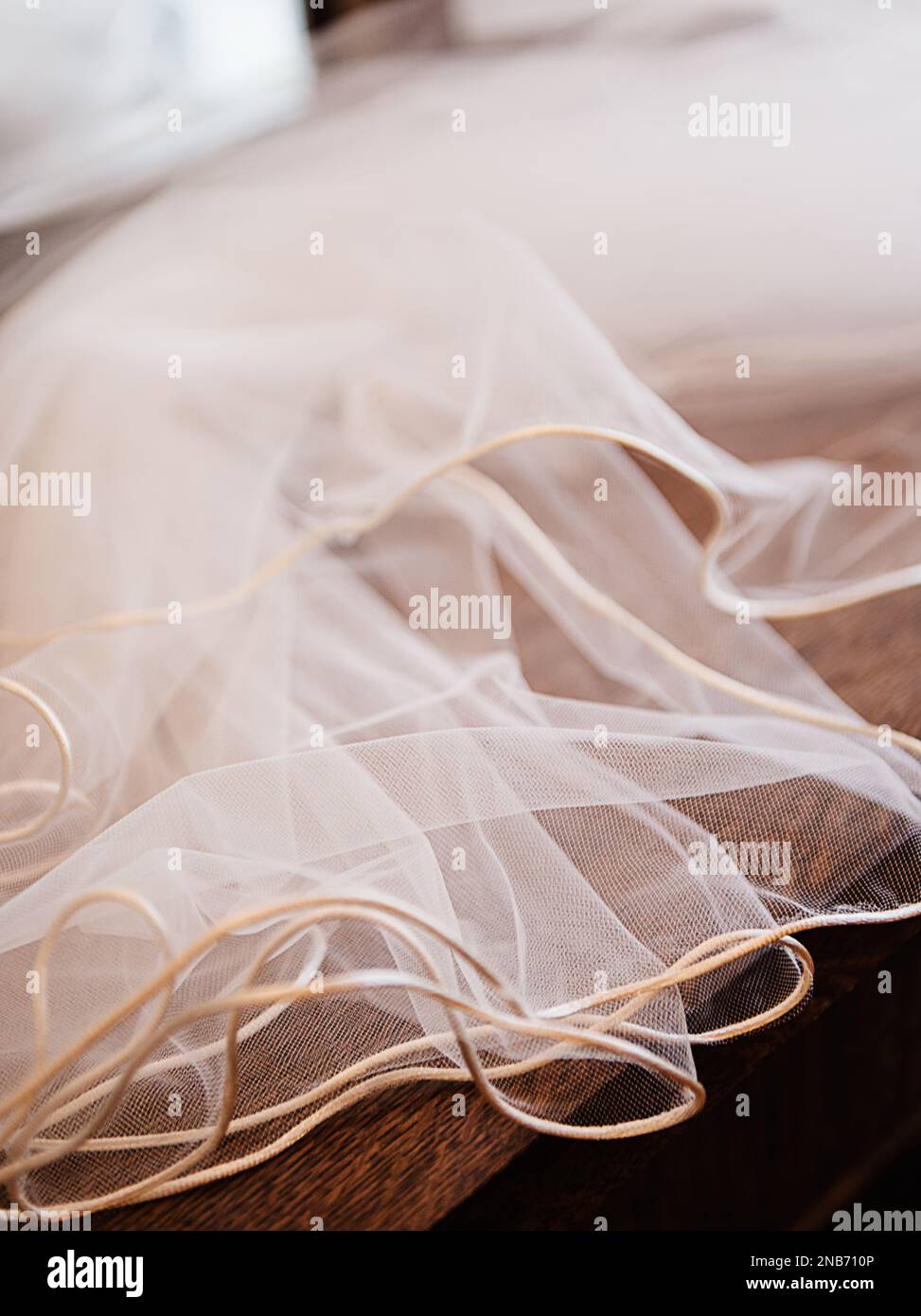Detail of a vintage wedding dress Stock Photo