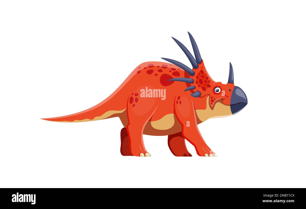 Cartoon Styracosaurus dinosaur character. Prehistoric creature or