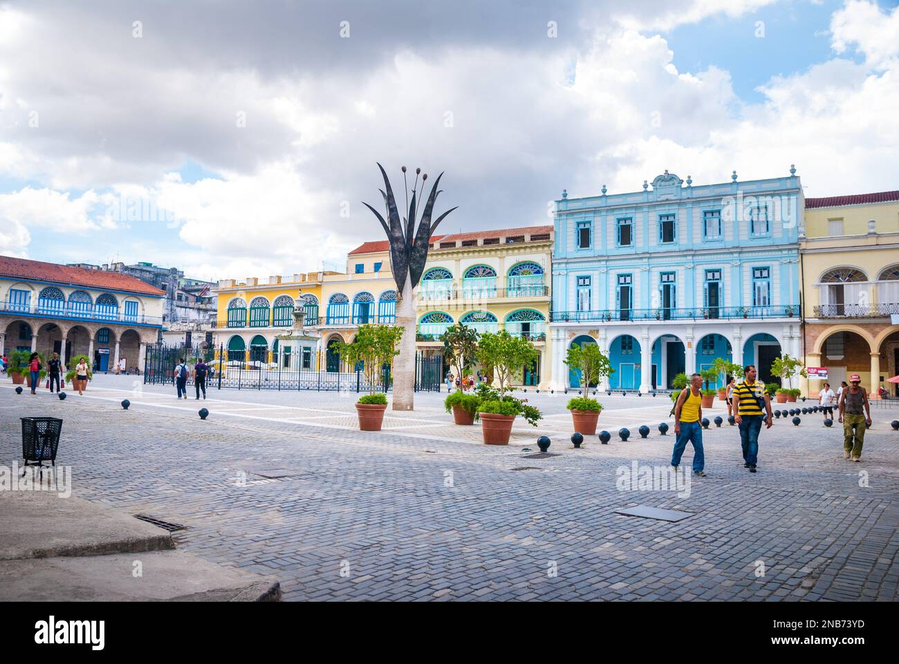 The Plaza Vieja of Havana (old Havana square) is a popular tourist stop in central Havana Cuba Stock Photo
