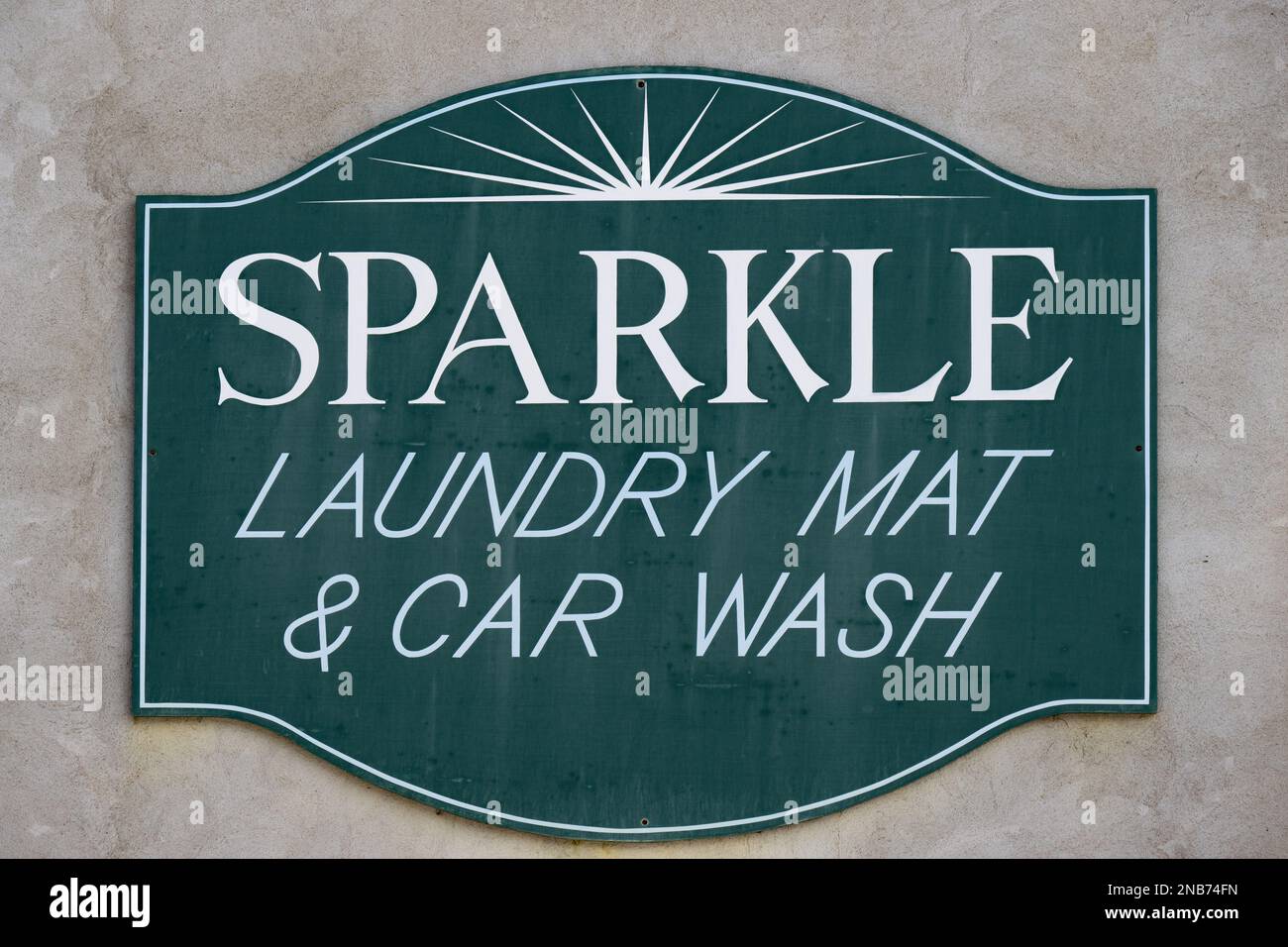 Sparkle Laundry Mat & Car Wash sign in Speculator, NY Stock Photo