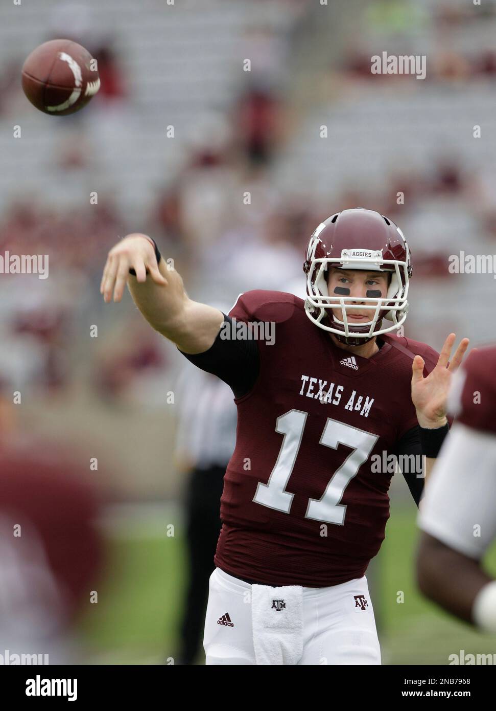 Texas A&M quarterback Ryan Tannehill (17) before an NCAA college ...