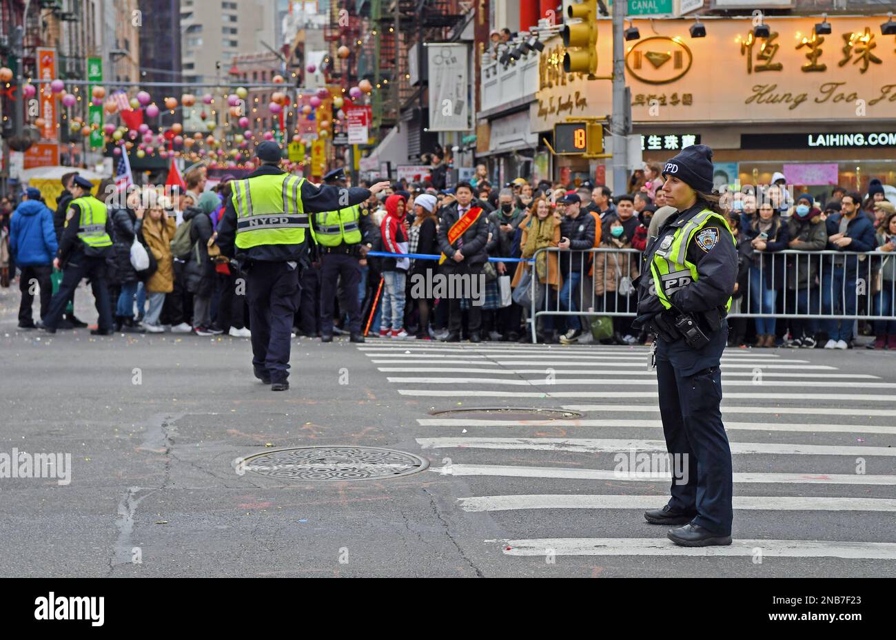 new-york-usa-12th-feb-2023-police-officers-direct-traffic-during