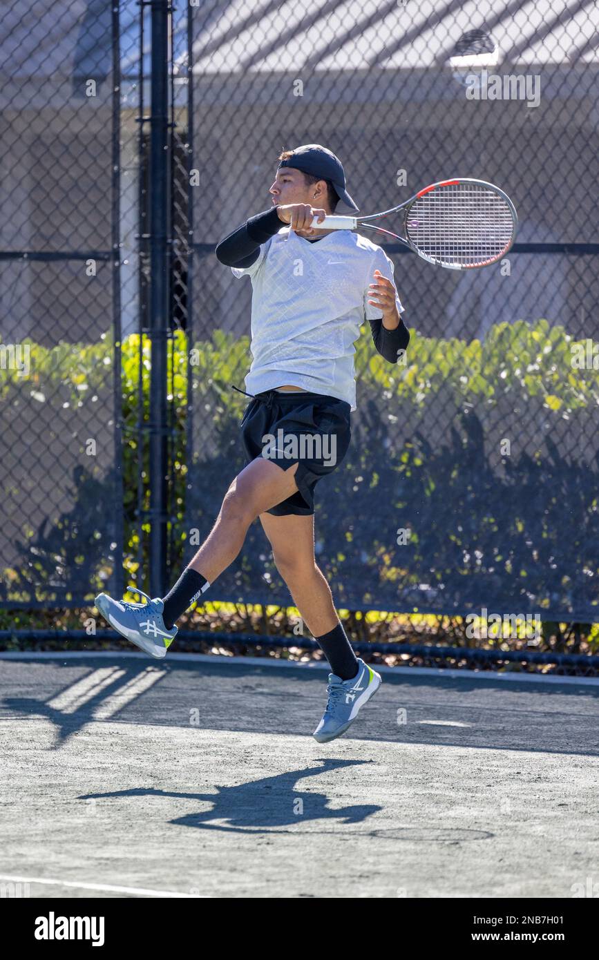 Colombian tennis player Juan David Velasquez plays during the Midtown