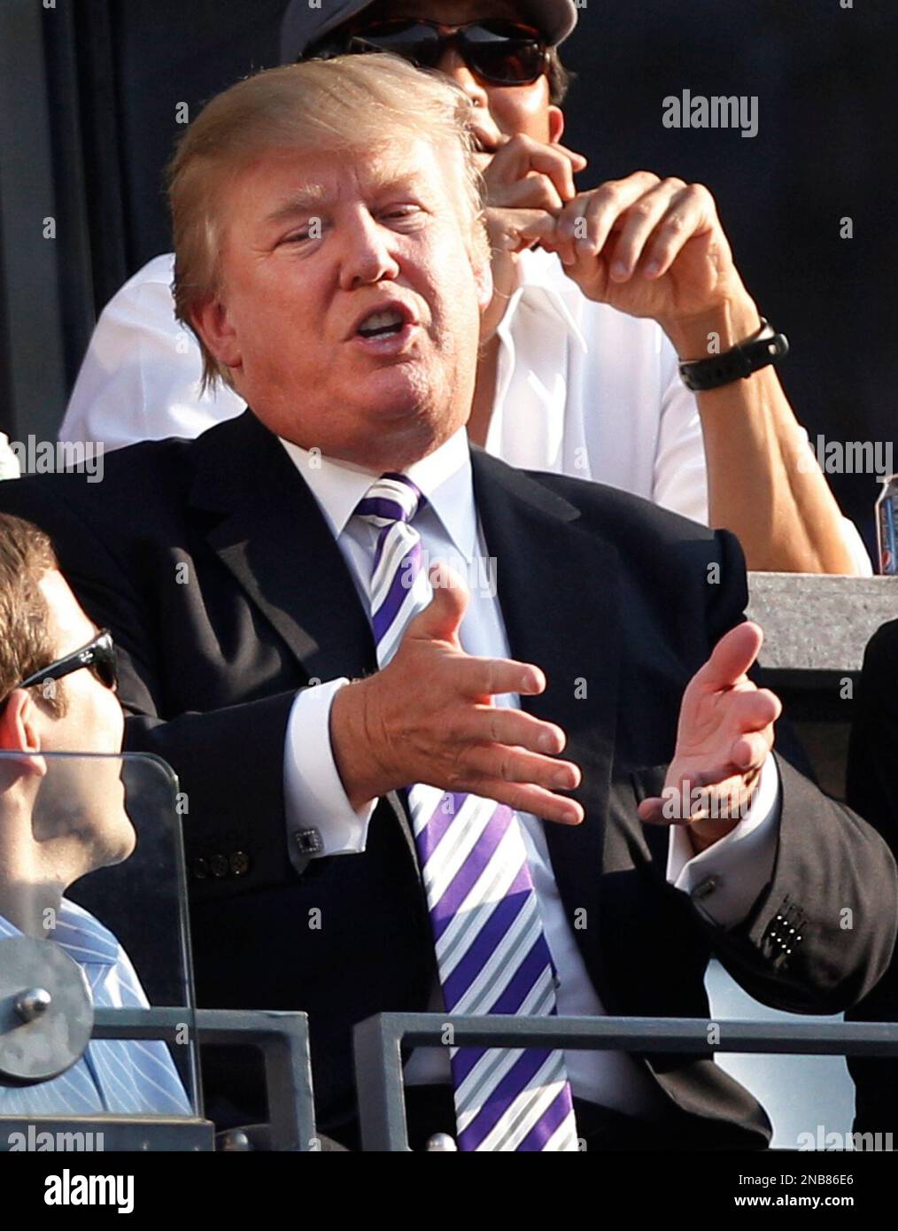 Donald Trump reacts while watching the men s championship match
